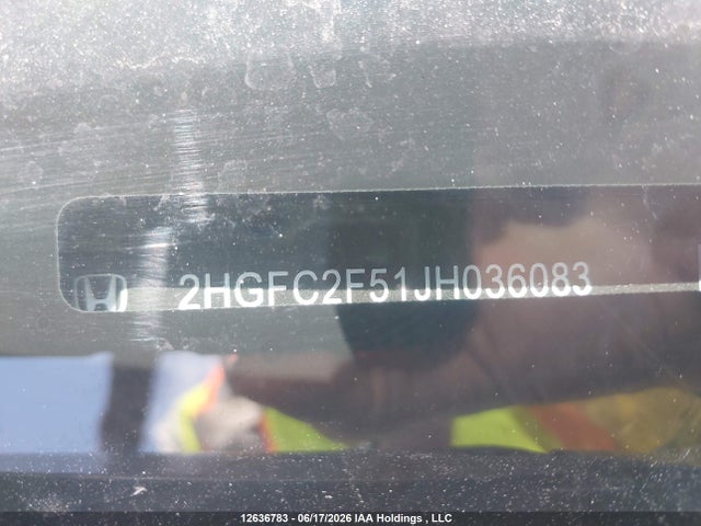 Aukcja sprzedaży 2018 Honda Civic Lx, vin: 2HGFC2F51JH036083, numer aukcji: 12636783