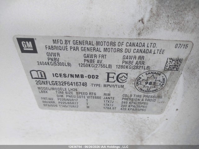 Chevrolet Equinox 2lt 2015 2GNFLGE32F6416748 Image 9