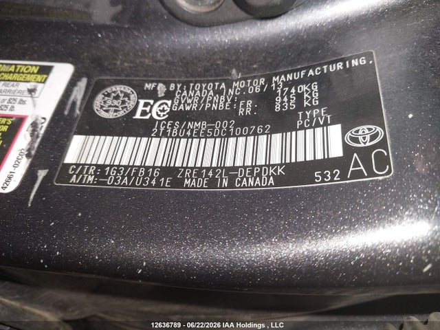 Aukcja sprzedaży 2013 Toyota Corolla Ce, vin: 2T1BU4EE5DC100762, numer aukcji: 12636789