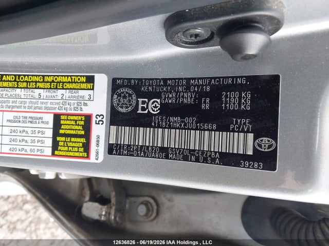 2018 Toyota Camry Xse V6 მანქანა იყიდება აუქციონზე, vin: 4T1BZ1HKXJU015668, აუქციონის ნომერი: 12636826