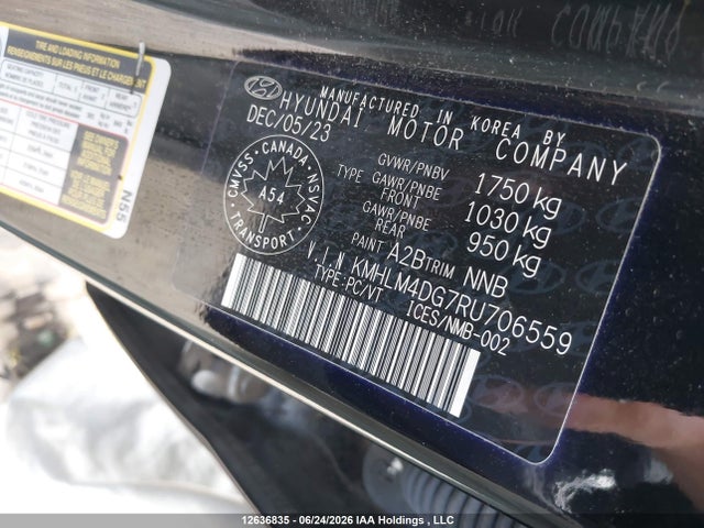 Продажа на аукционе авто 2024 Hyundai Elantra Sel, vin: KMHLM4DG7RU706559, номер лота: 12636835