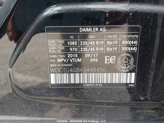 Aukcja sprzedaży 2018 Mercedes-benz Gla 250 4matic, vin: WDCTG4GB4JJ448450, numer aukcji: 12636840