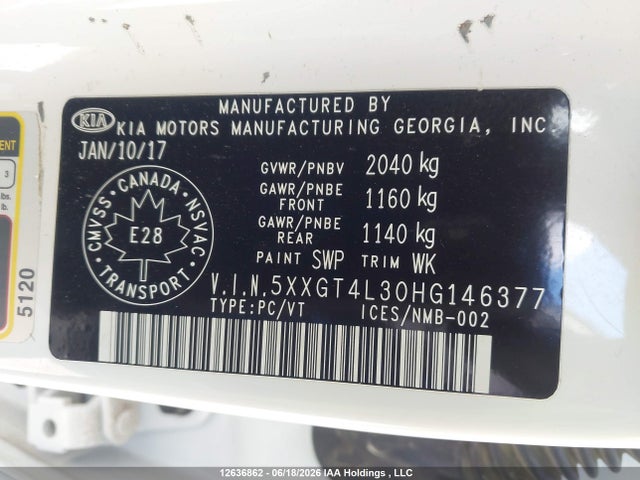 Aukcja sprzedaży 2017 Kia Optima Lx, vin: 5XXGT4L30HG146377, numer aukcji: 12636862