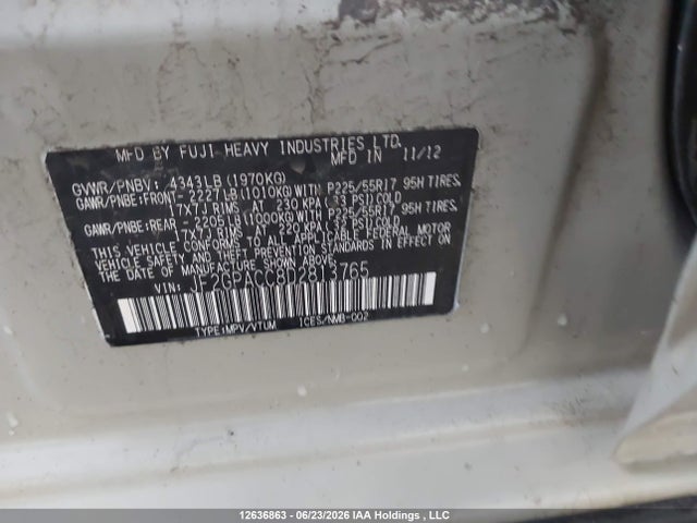 Продажа на аукционе авто 2013 Subaru Xv Crosstrek 2.0 Premium, vin: JF2GPACC8D2813765, номер лота: 12636863