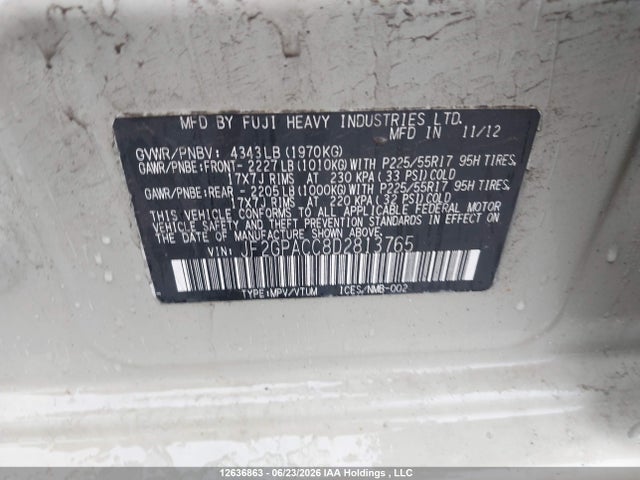Продажа на аукционе авто 2013 Subaru Xv Crosstrek 2.0 Premium, vin: JF2GPACC8D2813765, номер лота: 12636863