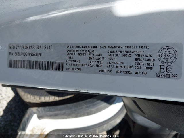 Продажа на аукционе авто 2023 Ram Promaster 2500 High Roof 159 In. Wb, vin: 3C6LRVDG7PE528070, номер лота: 12636901
