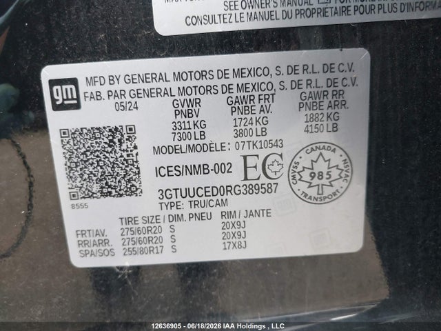 GMC SIERRA 1500 2024 3GTUUCED0RG389587 Image 9