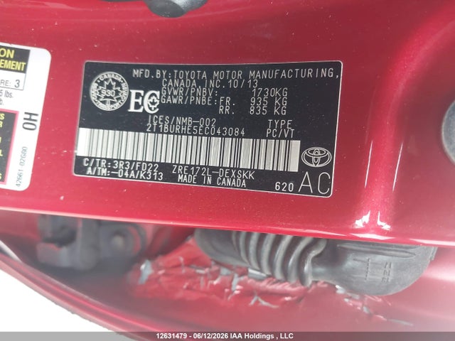 2T1BURHE5EC043084 Toyota Corolla S