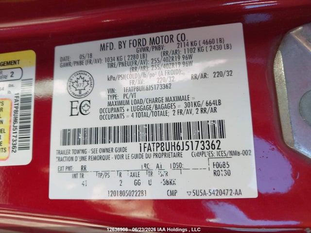Ford Mustang 2018 1FATP8UH6J5173362 Image 20