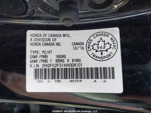 Aukcja sprzedaży 2017 Honda Civic Lx, vin: 2HGFC2F51HH004101, numer aukcji: 12636910