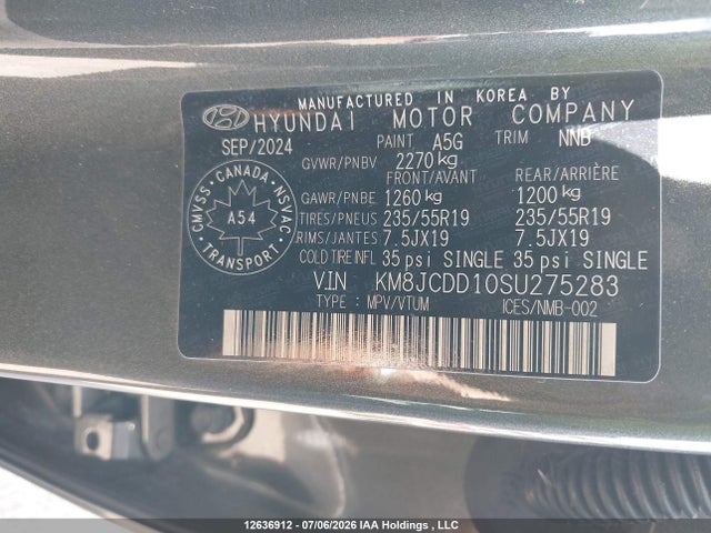 KM8JCDD10SU275283 Hyundai TUCSON HYBRID