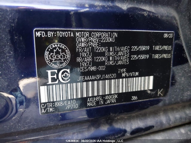 12636934 :رقم المزاد ، JTEAAAAH3PJ146520 vin ، 2023 Toyota Venza Xle مزاد بيع