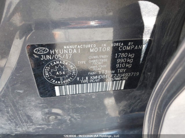 12636936 :رقم المزاد ، KMHD84LF2JU493719 vin ، 2018 Hyundai Elantra Gl مزاد بيع