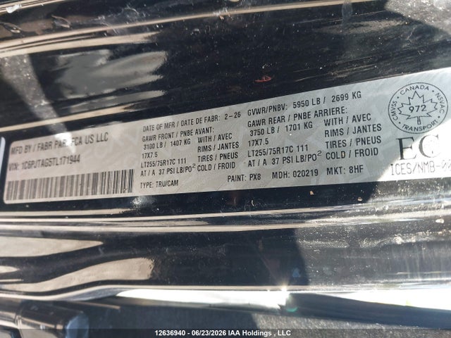 Продаж на аукціоні авто 2026 Jeep Gladiator Willys, vin: 1C6PJTAG5TL171944, номер лоту: 12636940