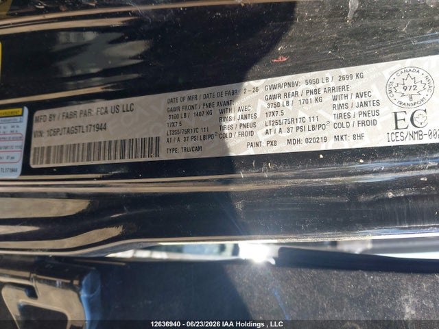 Продаж на аукціоні авто 2026 Jeep Gladiator Willys, vin: 1C6PJTAG5TL171944, номер лоту: 12636940