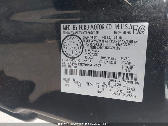Продаж на аукціоні авто 2009 Mazda B2300 Sx, vin: 4F4YR12D79PM02107, номер лоту: 12632316
