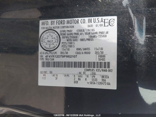 Продаж на аукціоні авто 2009 Mazda B2300 Sx, vin: 4F4YR12D79PM02107, номер лоту: 12632316