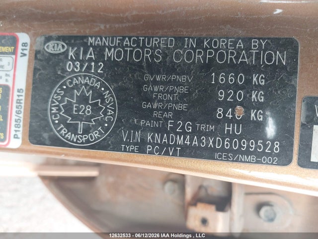 Aukcja sprzedaży 2013 Kia Rio Ex/lx/lx+/lx+ Eco/sx, vin: KNADM4A3XD6099528, numer aukcji: 12632533
