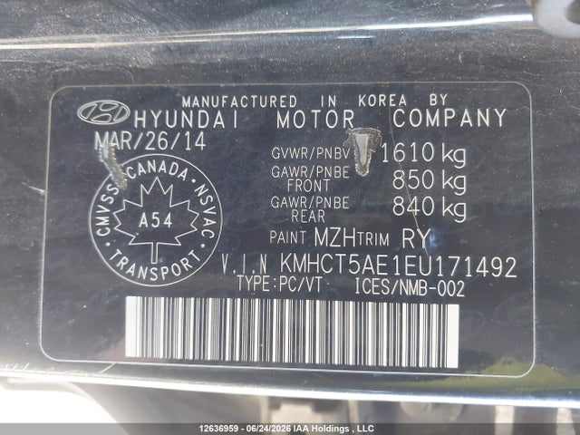Продаж на аукціоні авто 2014 Hyundai Accent Gls/gs, vin: KMHCT5AE1EU171492, номер лоту: 12636959