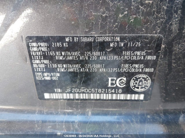 JF2GUHDC5T8215418 Subaru Crosstrek Touring
