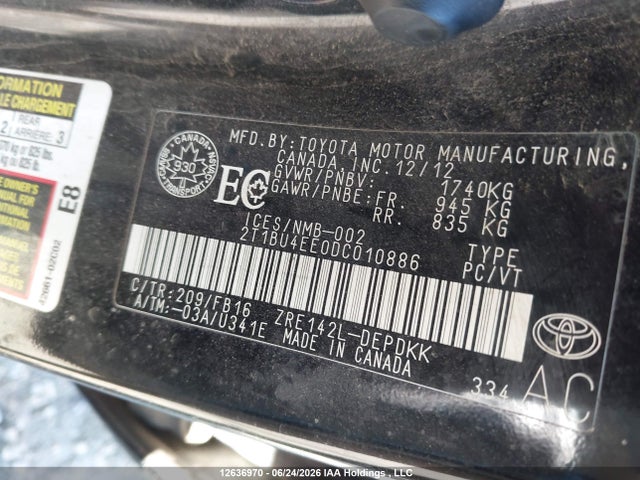 Продаж на аукціоні авто 2013 Toyota Corolla Ce, vin: 2T1BU4EE0DC010886, номер лоту: 12636970