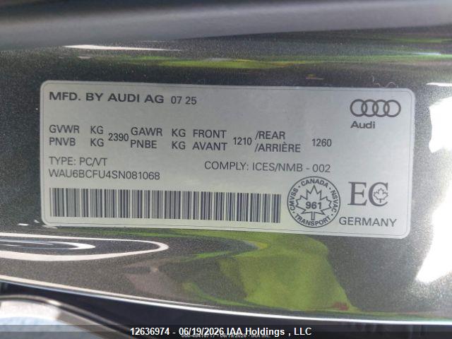 12636974 :رقم المزاد ، WAU6BCFU4SN081068 vin ، 2025 Audi A5 Technik مزاد بيع