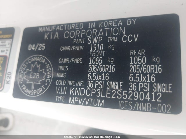 Aukcja sprzedaży 2025 Kia Niro, vin: KNDCP3LE2S5290412, numer aukcji: 12636979