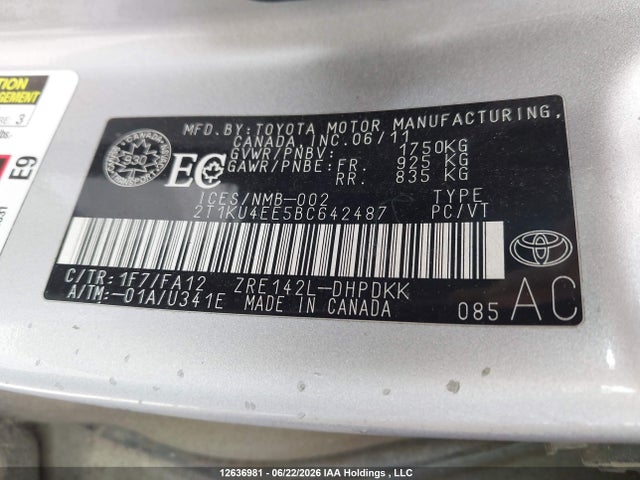 Aukcja sprzedaży 2011 Toyota Corolla Matrix, vin: 2T1KU4EE5BC642487, numer aukcji: 12636981