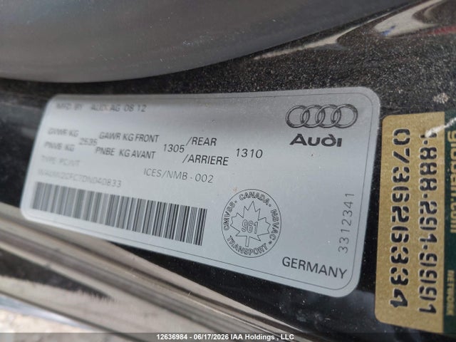 Продажа на аукционе авто 2013 Audi S7 4.0t, vin: WAUW2CFC7DN040833, номер лота: 12636984