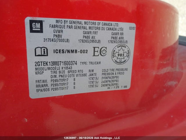Продажа на аукционе авто 2007 Gmc Sierra 1500 All-new Sle/slt/wt, vin: 2GTEK13M071600374, номер лота: 12636997