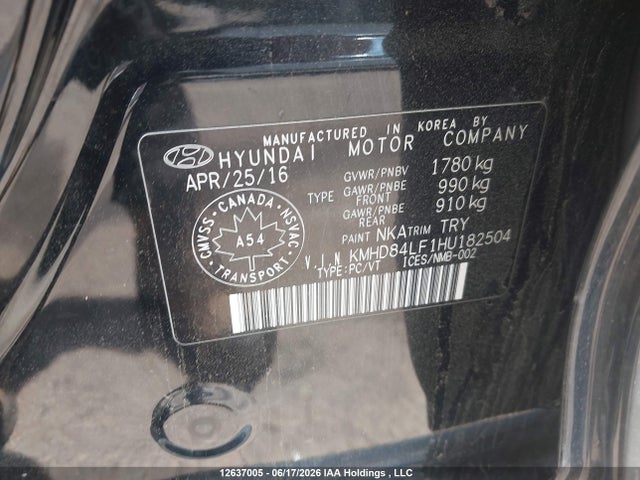 Aukcja sprzedaży 2017 Hyundai Elantra Se/value/limited, vin: KMHD84LF1HU182504, numer aukcji: 12637005