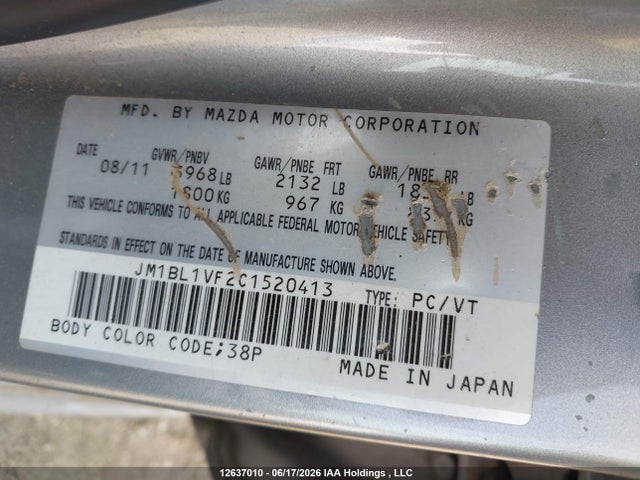 Продаж на аукціоні авто 2012 Mazda 3 I, vin: JM1BL1VF2C1520413, номер лоту: 12637010