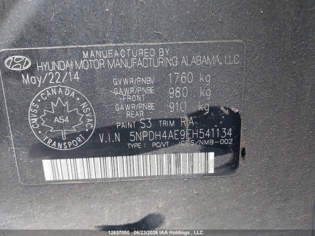 Aukcja sprzedaży 2014 Hyundai Elantra Gl, vin: 5NPDH4AE9EH541134, numer aukcji: 12637050