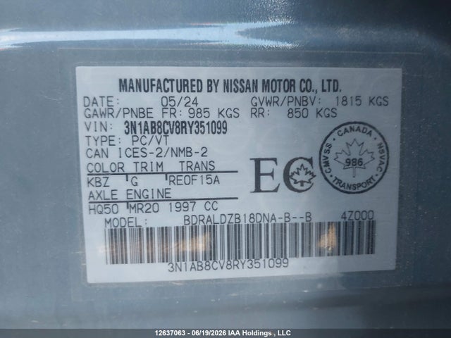 Nissan SENTRA SV 2024 3N1AB8CV8RY351099 Image 9