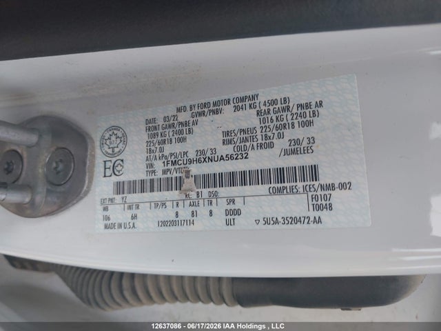 Ford ESCAPE SEL 2022 1FMCU9H6XNUA56232 Image 18