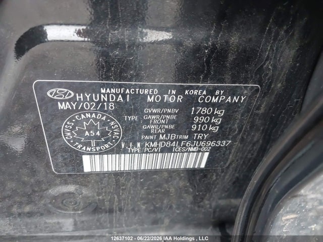 Продаж на аукціоні авто 2018 Hyundai Elantra Gl Se, vin: KMHD84LF6JU696337, номер лоту: 12637102