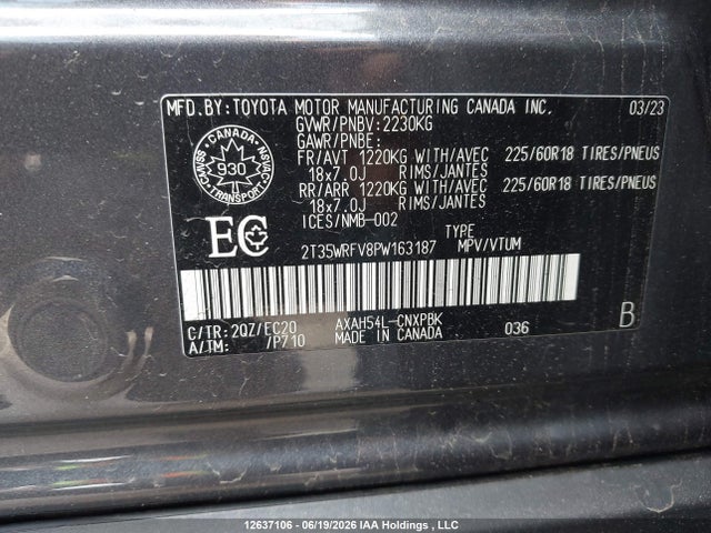 2023 Toyota Rav4 Xse მანქანა იყიდება აუქციონზე, vin: 2T35WRFV8PW163187, აუქციონის ნომერი: 12637106