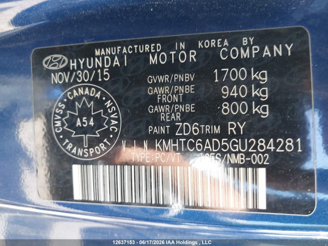 Hyundai Veloster 2016 KMHTC6AD5GU284281 Image 9
