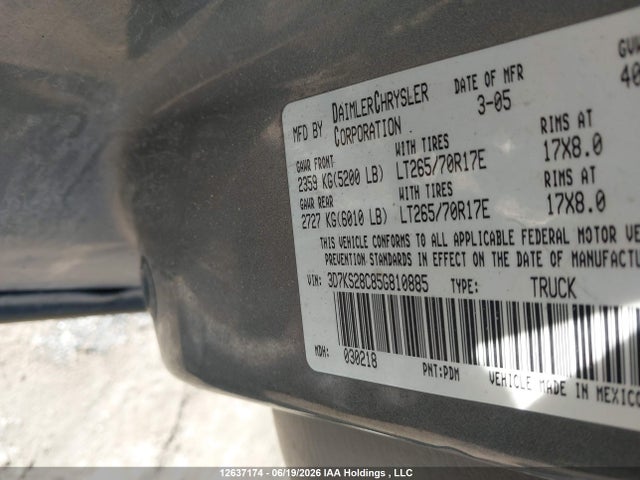 Aukcja sprzedaży 2005 Dodge Ram 2500 Slt/laramie, vin: 3D7KS28C85G810885, numer aukcji: 12637174