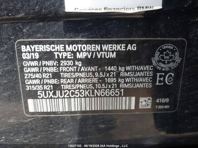 5UXJU2C53KLN66651 BMW X5 Xdrive50i