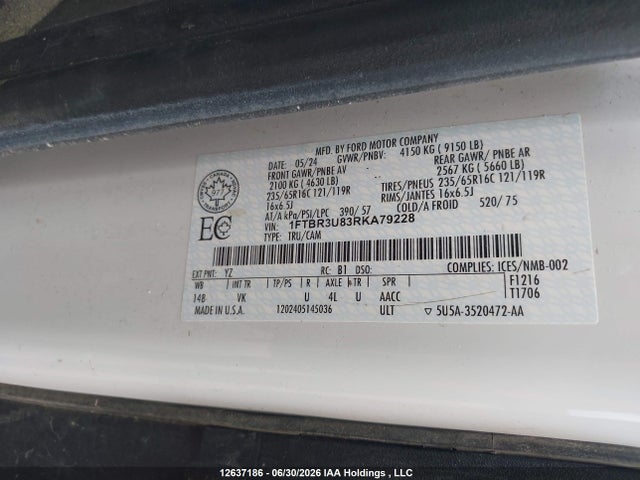 Ford Transit T-250 2024 1FTBR3U83RKA79228 Image 9