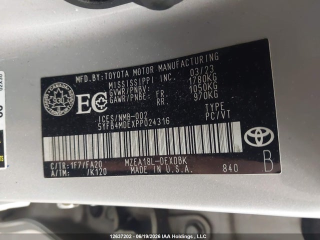 Toyota Corolla 2023 5YFB4MDEXPP024316 Image 9