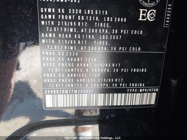 Aukcja sprzedaży 2026 Volkswagen Tiguan S, vin: 3VVBR7RM7TM109541, numer aukcji: 12637205