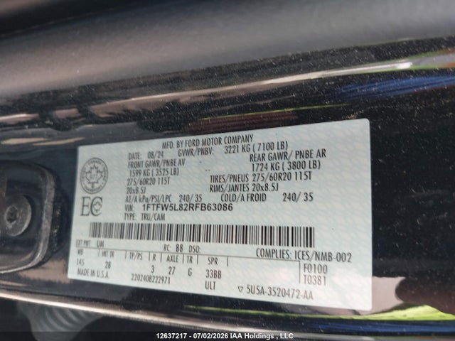 Ford F-150 Lariat 2024 1FTFW5L82RFB63086 Image 9