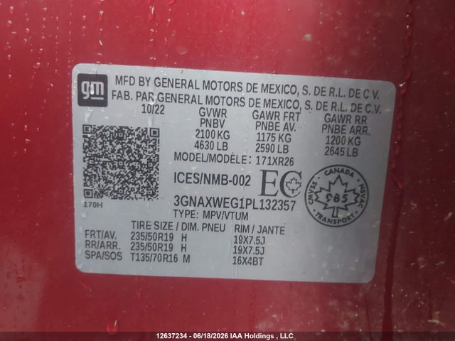 Chevrolet EQUINOX RS 2023 3GNAXWEG1PL132357 Image 9