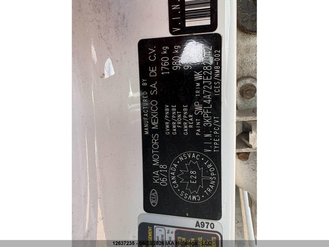 Aukcja sprzedaży 2018 Kia Forte Lx/s, vin: 3KPFL4A72JE282042, numer aukcji: 12637235