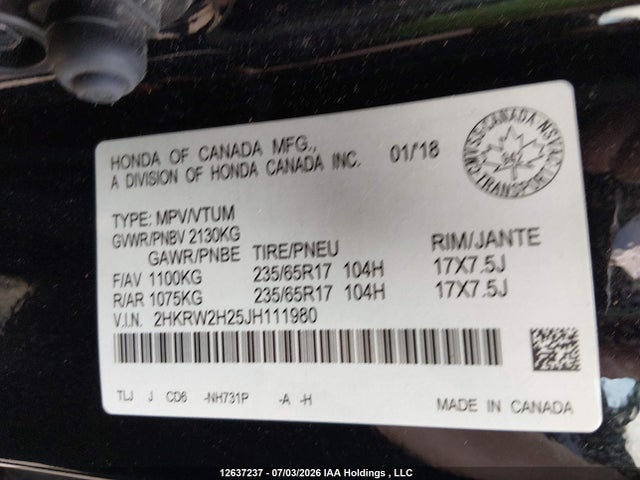 Honda CR-V 2018 2HKRW2H25JH111980 Image 18