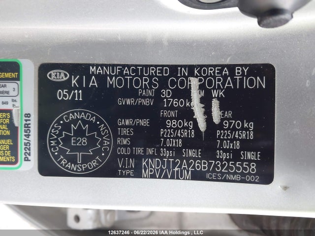 Продажа на аукционе авто 2011 Kia Soul 2.0l 2u/2.0l 4u/2.0l 4u Burner/2.0l 4u Luxury/2.0l 4u Retro/2.0l 4u Sx, vin: KNDJT2A26B7325558, номер лота: 12637246