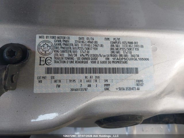 Ford C-max Energi Sel 2016 1FADP5CUXGL105006 Image 9