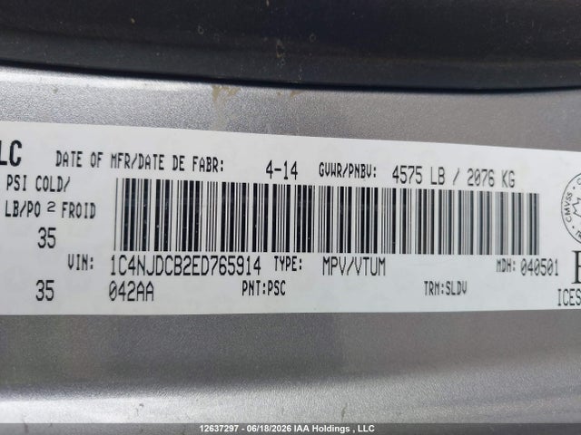 1C4NJDCB2ED765914 Jeep Compass Limited
